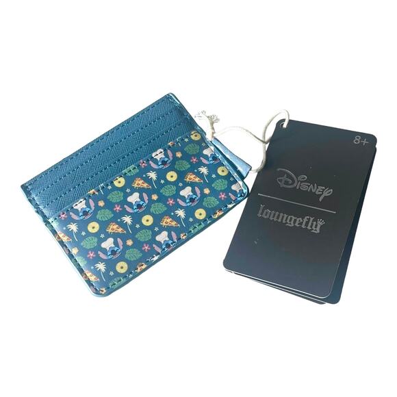 NEW Disney Loungefly LILO & STITCH 626 Pineapple Pizza Cardholder Wallet Blue - Picture 1 of 4